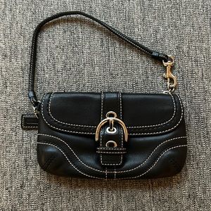 Coach clutch black leather fair condition